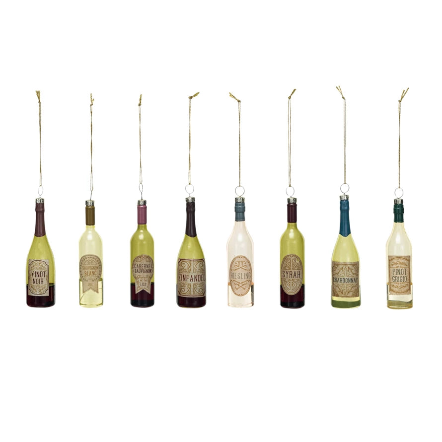 Glass Wine Bottle Ornaments, 8 Styles