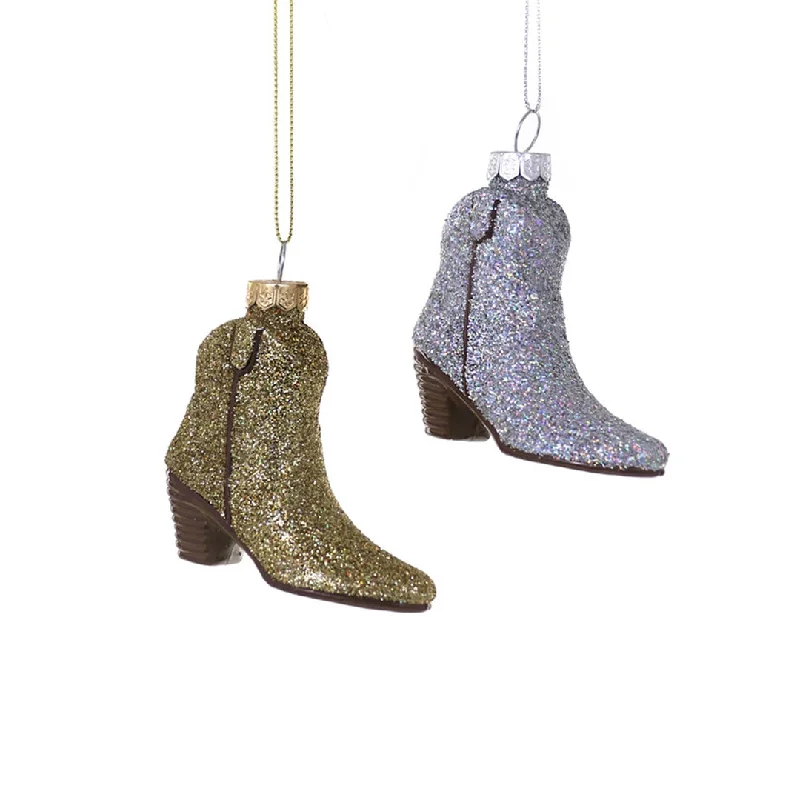 Glittered Cowboy Boot Ornament 3.25"