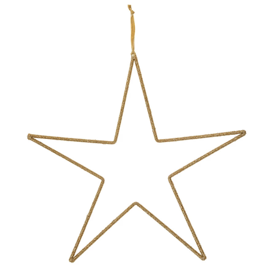 Gold Hanging Metal & Glass Bead Star