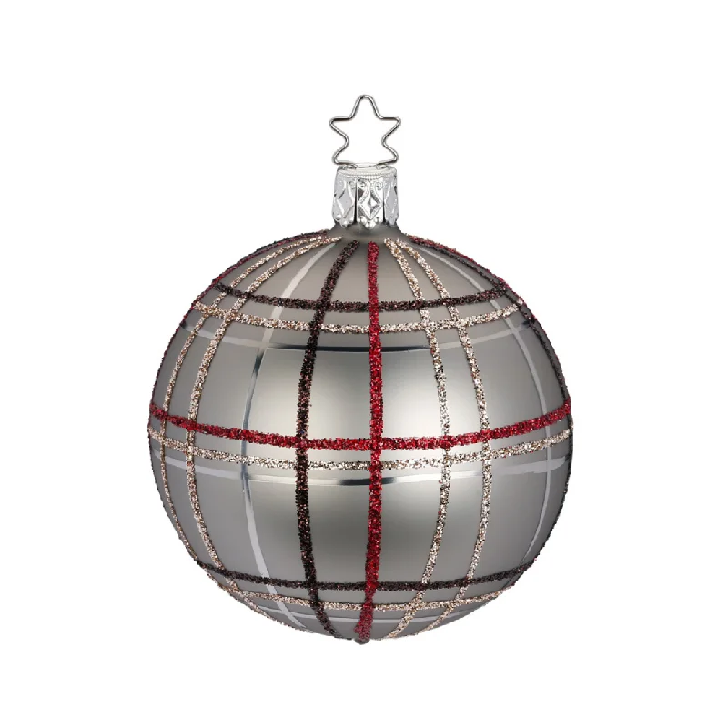 Grand Check Ball, grey, 8cm by Inge Glas of Germany