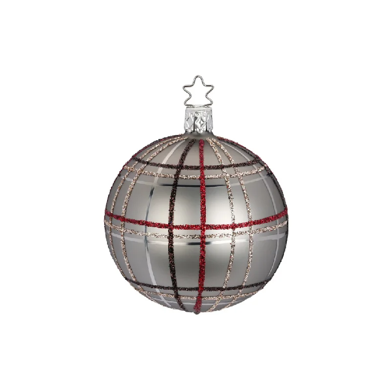 Grand Check Ball, grey, 6cm by Inge Glas of Germany