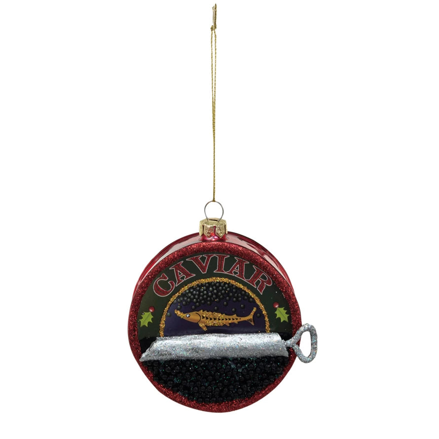 Hand-Painted Glass "Caviar" in Can Ornament