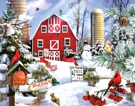 Holiday Cheer on the Winter Farm Paint By Number