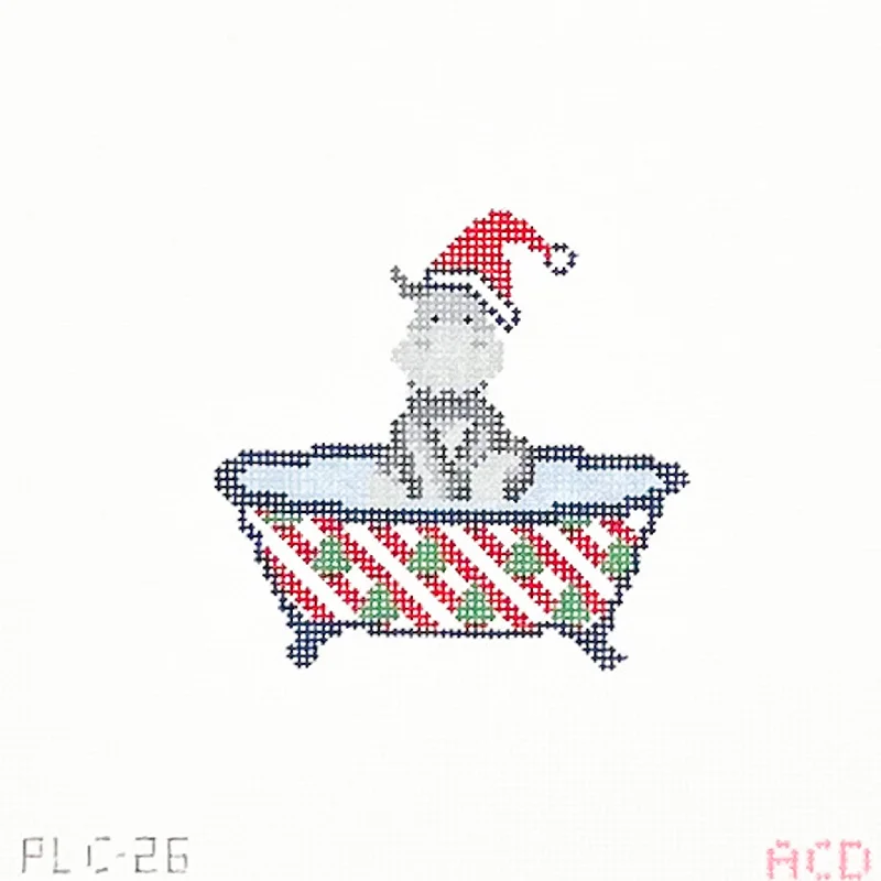 Holiday Hippo in Bathtub