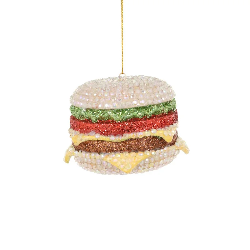 Jeweled Cheeseburger Ornament 3.5"