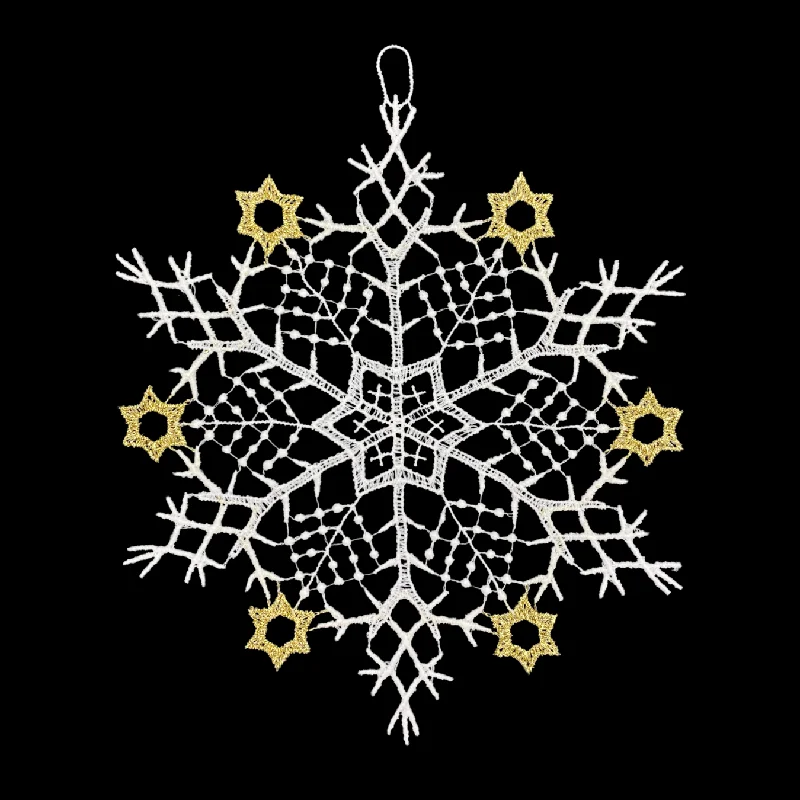 Lace 6 Point Snowflake with Gold Ornament by StiVoTex Vogel