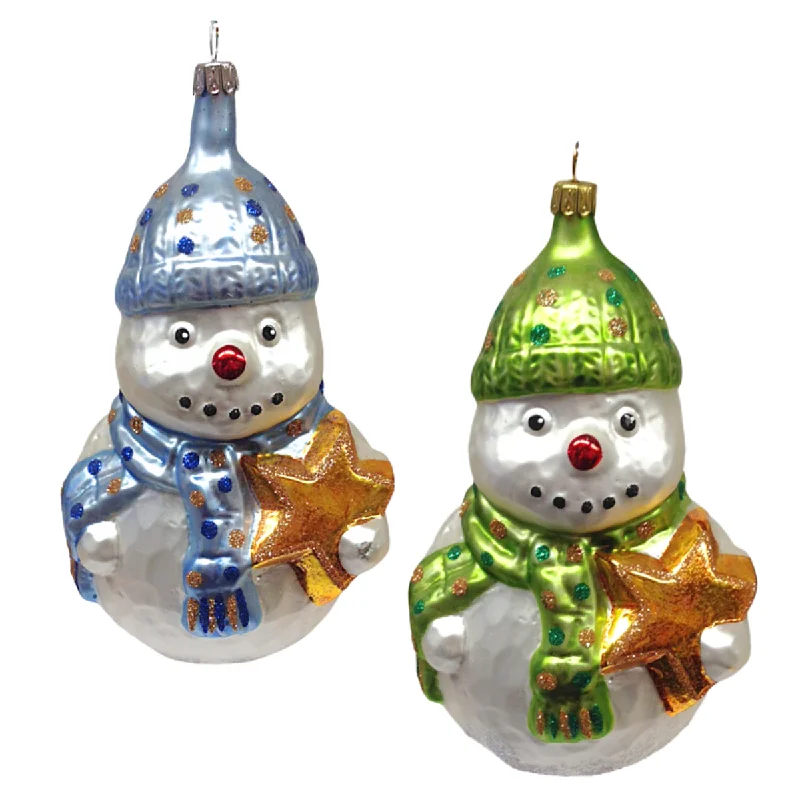 Large Blue Snowman with Star Ornament by Old German Christmas