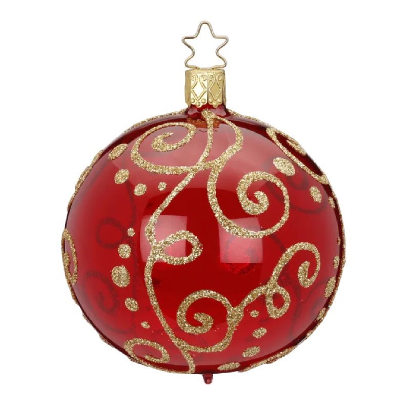 Large Milan, red shiny Transparent Ornament by Inge Glas of Germany