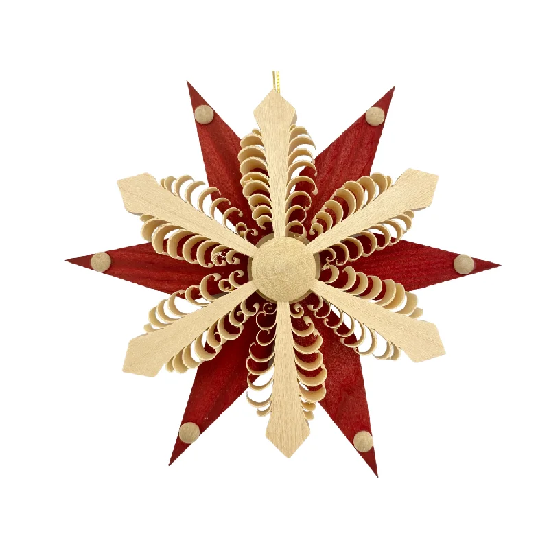 Pine Star with Snowflake center, red and natural by Martina Rudolph