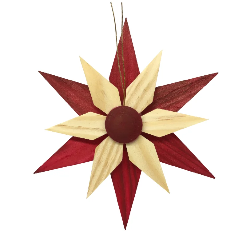 Double Pine Star, 11cm, natural and red by Martina Rudolph