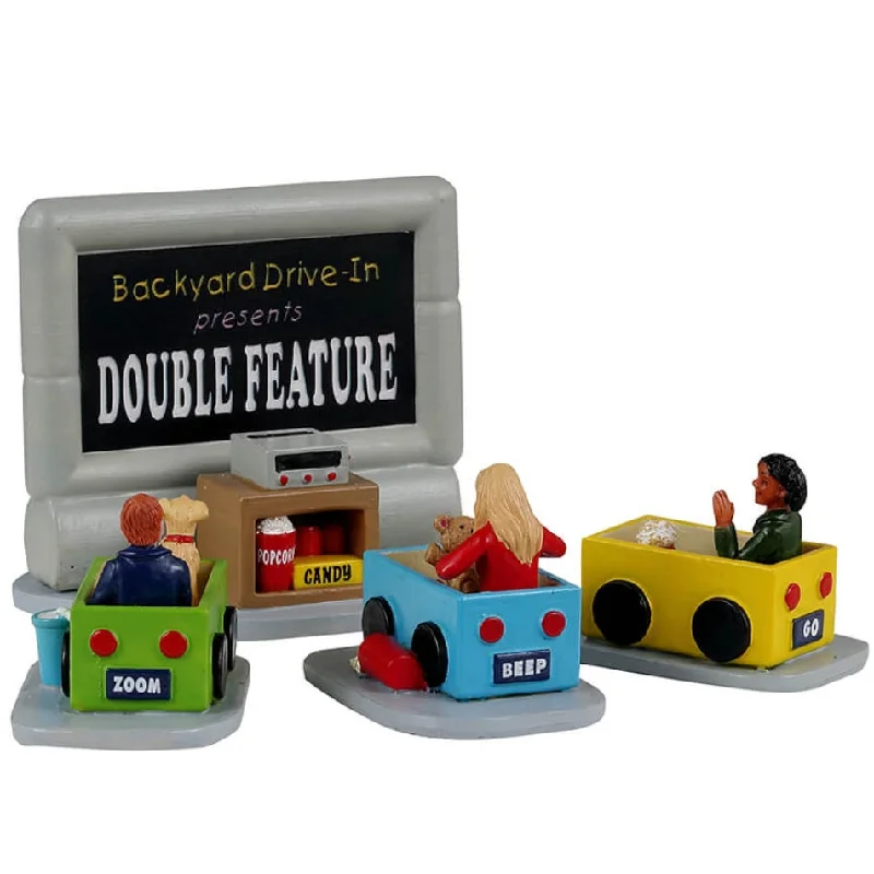 Lemax Caddington Village Table Piece: Backyard Drive-In, Set of 4 #33616