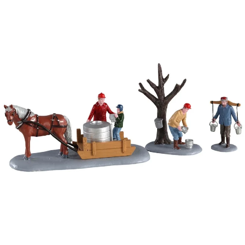 Lemax Harvest Crossing Table Piece: Maple Syrup Season, Set of 3 #03523