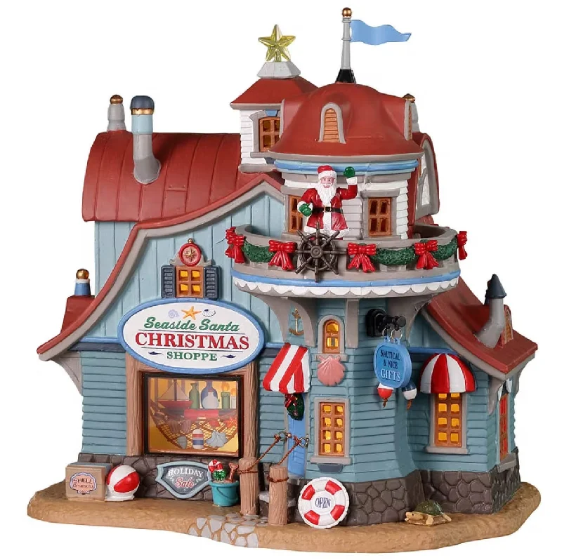 Lemax Plymouth Corners Lighted Building: Seaside Santa Christmas Shoppe #25909