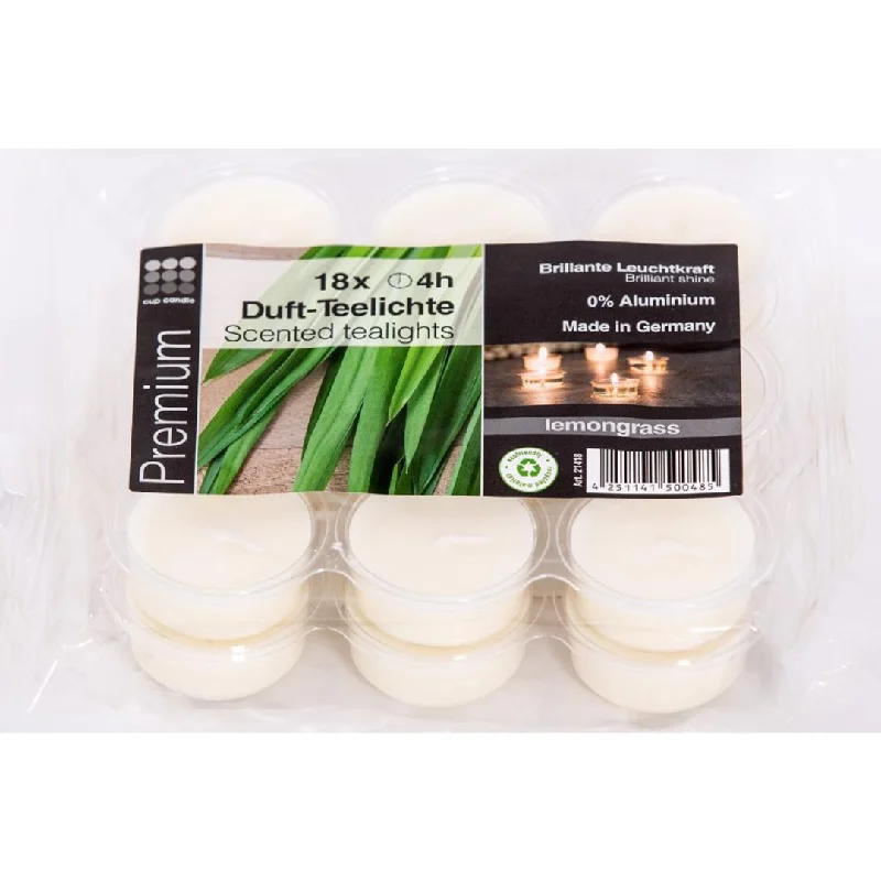 Lemon Grass Tealight Candles, Pkg of 18 by Cup Candle GmbH in Greven, Germany