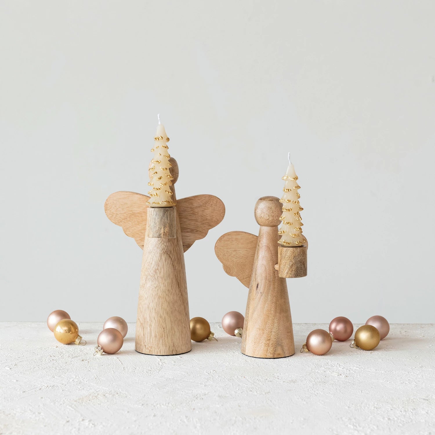 Mango Wood Angel Taper Holders