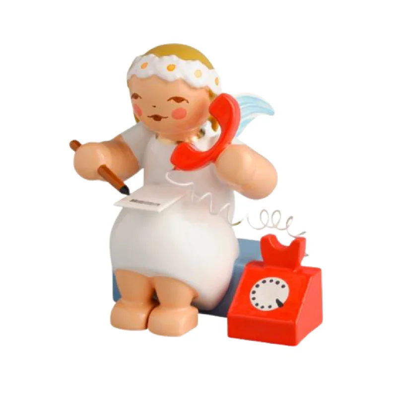 Marguerite Angel with Telephone Wooden Figurine by Wendt und Kuhn