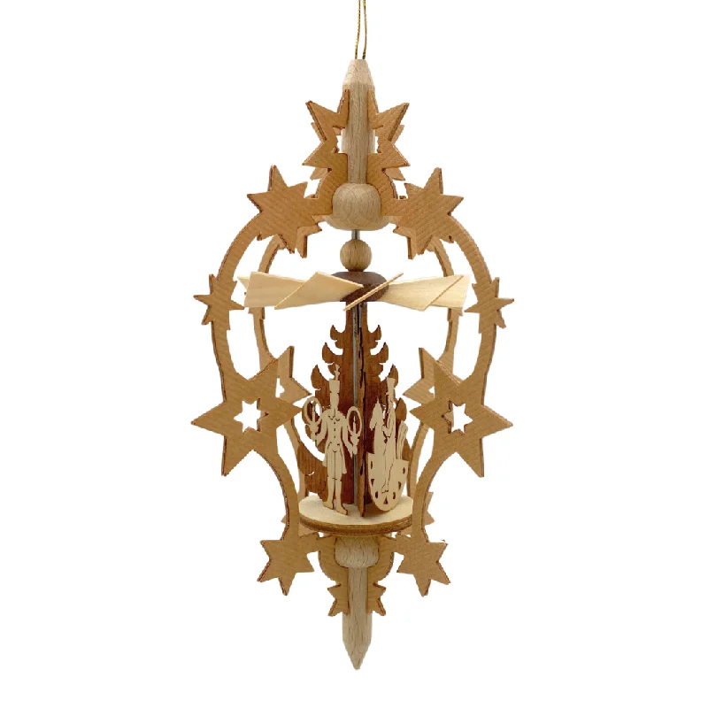 Natural Star Frame with Erzgebirge Figures Motif Pyramid Ornament by Harald Kreissl