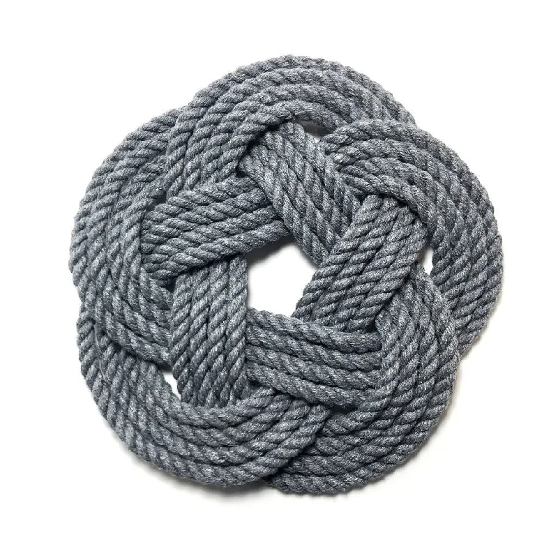 Nautical Sailor Knot Trivet, Gray Cotton Rope, Small