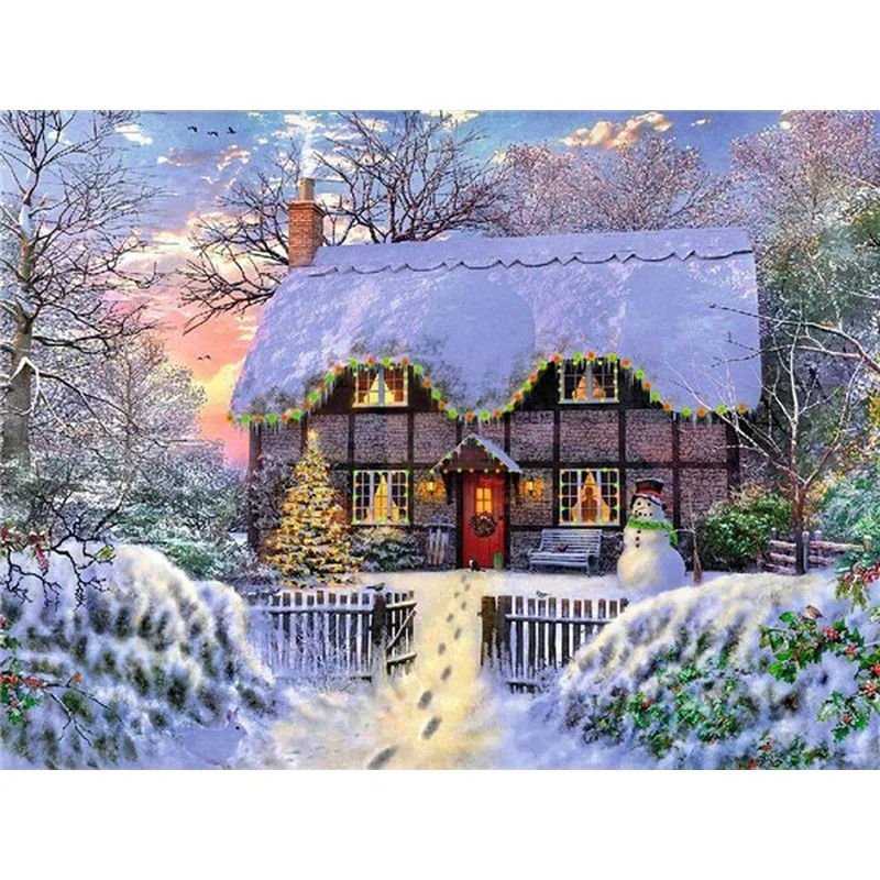 Paint By Number Christmas Cabin