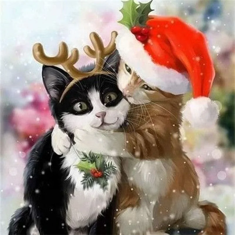 Paint By Number Christmas Kittens