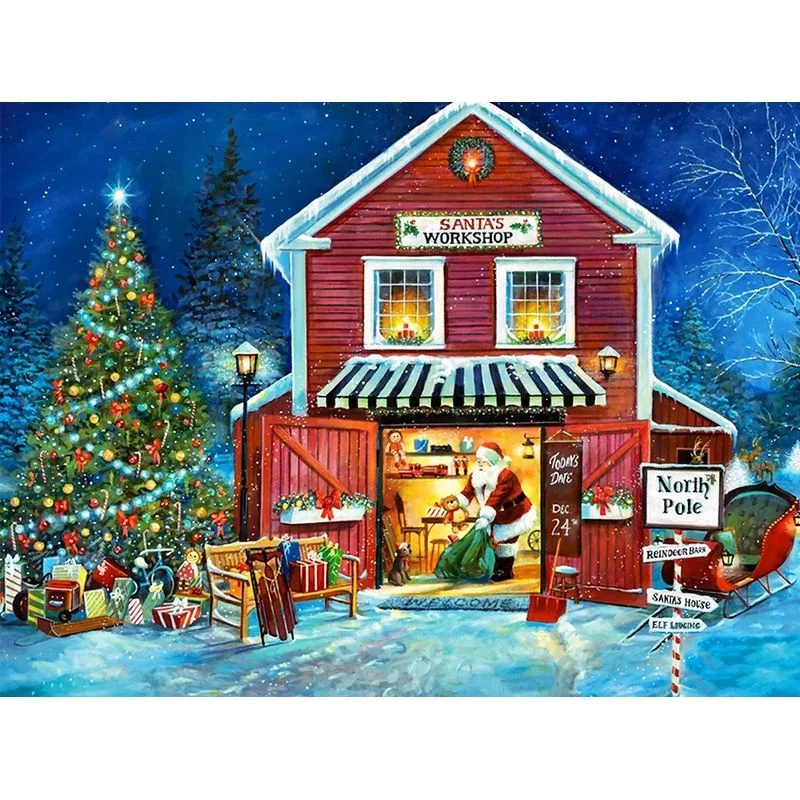 Paint By Number Santa's Work Shop