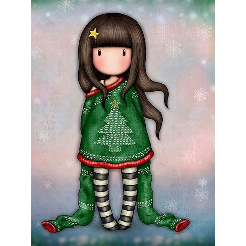 Paint By Number Cute Cartoon Girl in Christmas Sweater