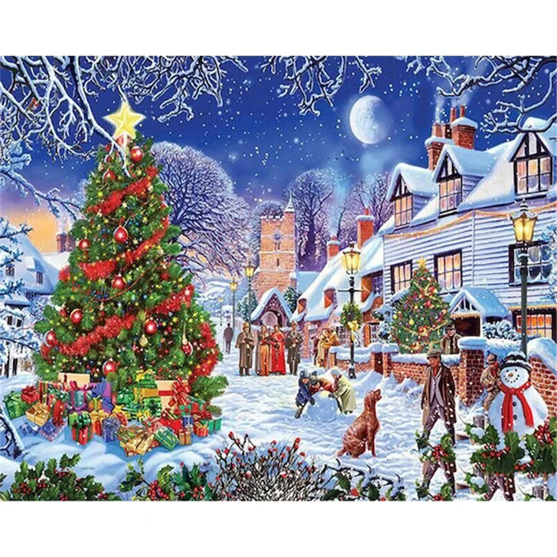 Paint By Number Midnight Christmas Village