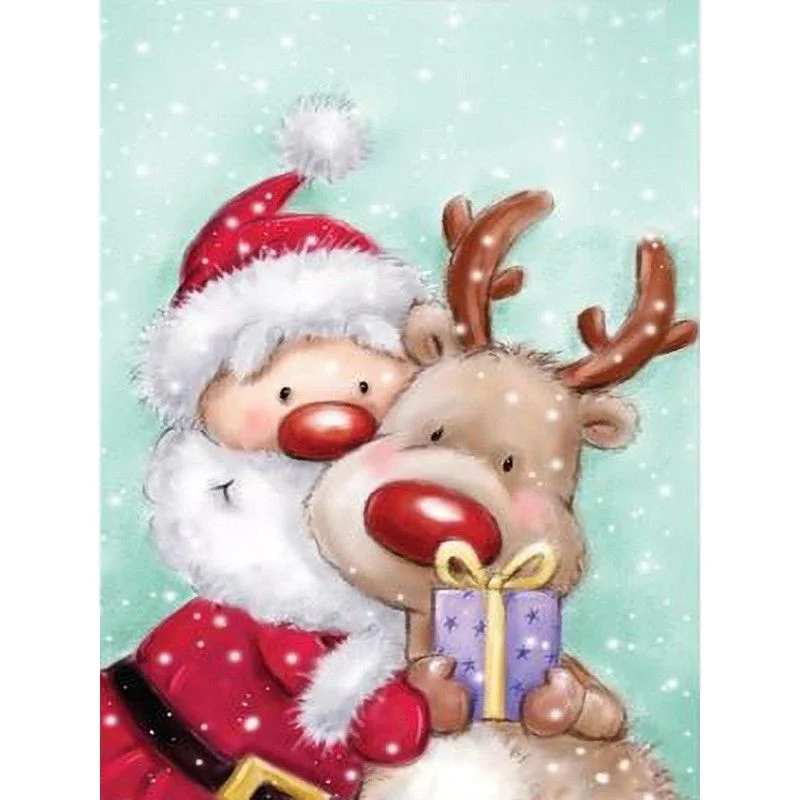 Paint By Number Santa and Rudolph With Gifts