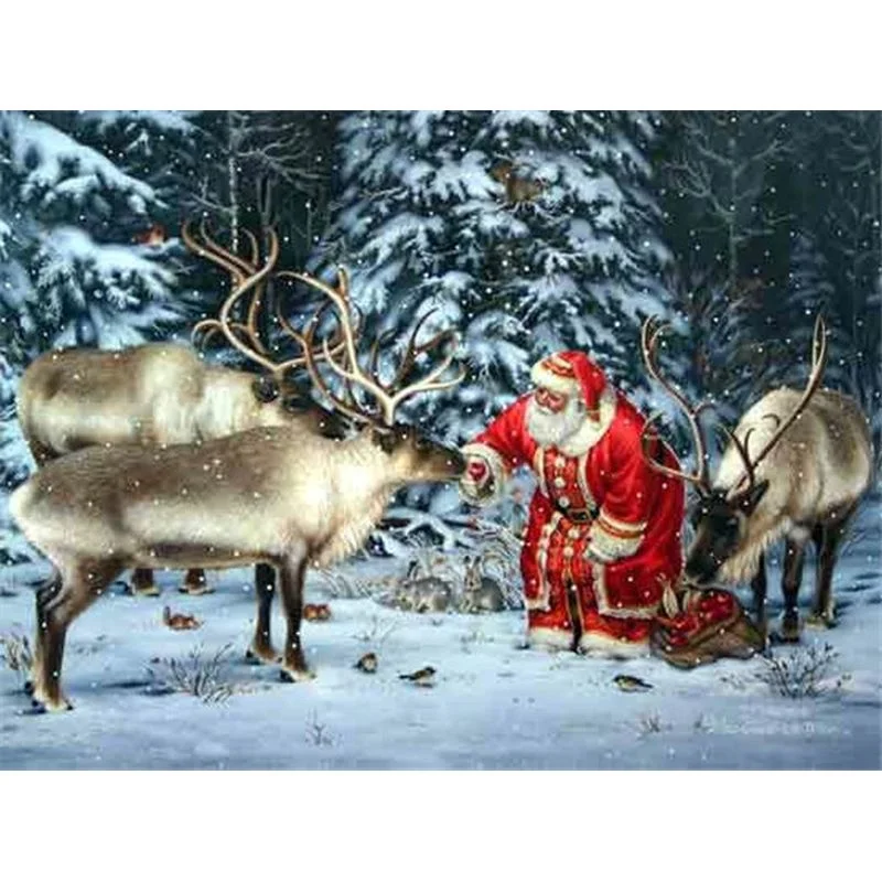 Paint by Number Santa Claus and Reindeer