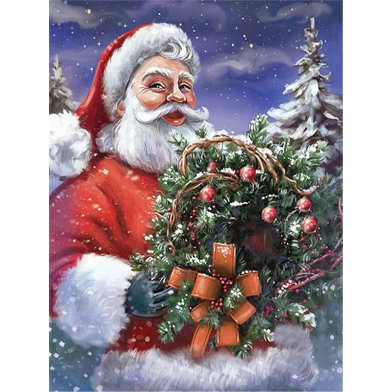 Paint By Number Santa Claus With Wreath