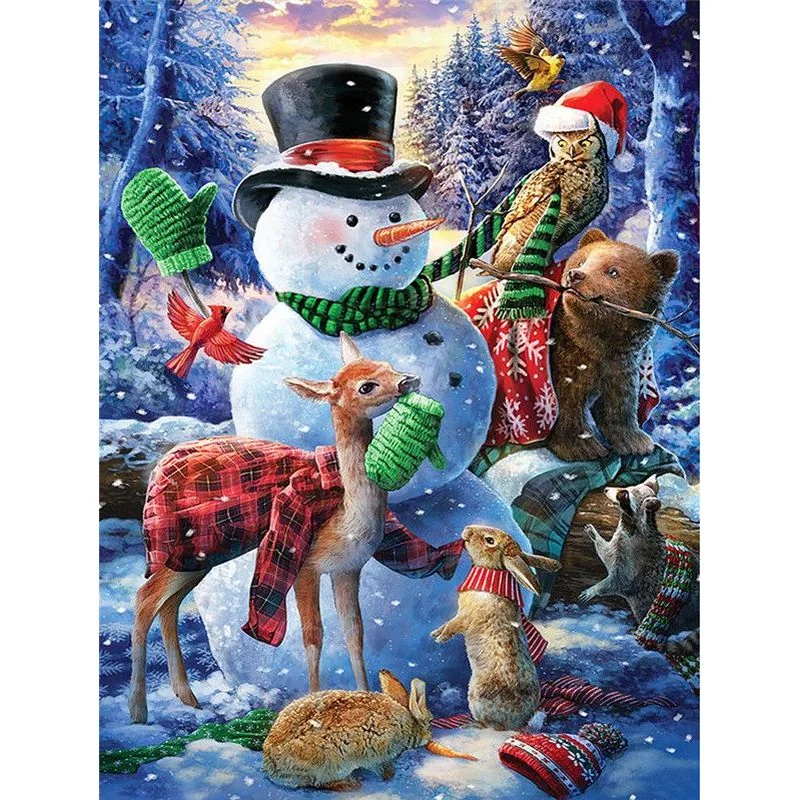 Paint By Number Snowman With Animals