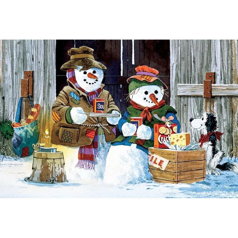 Paint By Number Snowmen Going Grocery Shopping