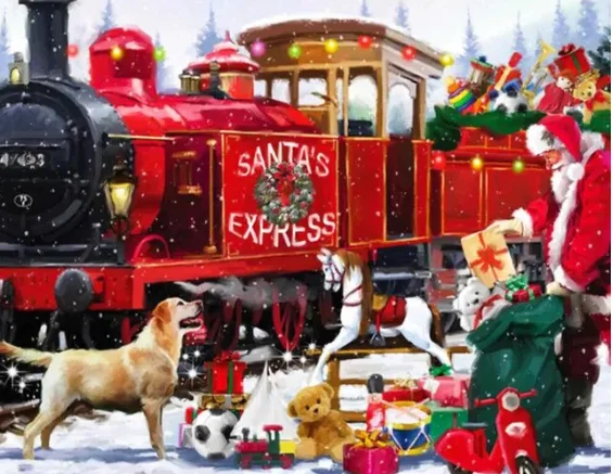 Paint By Number Whimsical Ride: Santa's Christmas Train