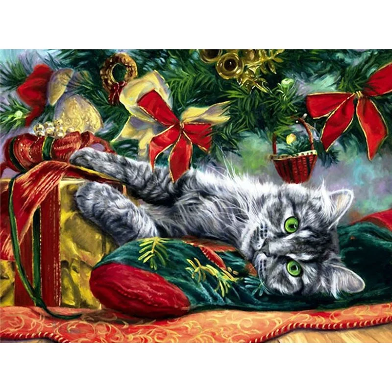 Paint By Numbers Christmas Kitten