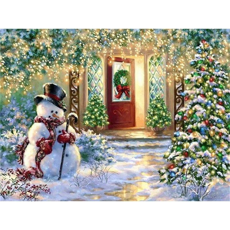 Paint By Numbers Frosty the Snowman With Cane