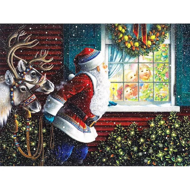 Paint By Numbers Santa Claus Getting Ready to Deliver Christmas Gifts