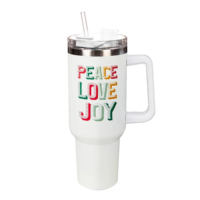 Peace Love Joy Double Wall Stainless Steel w/ Straw, 40oz, Gift Box