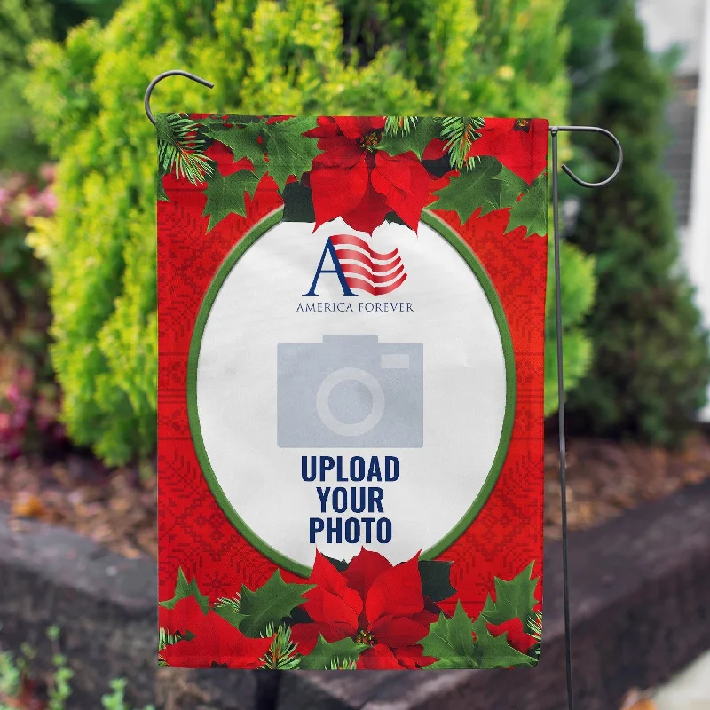 Personalized Red Poinsettia Garden Flag