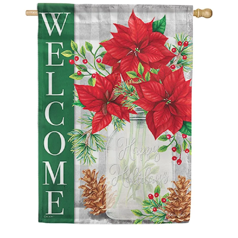 Pinecones & Poinsettias House Flag