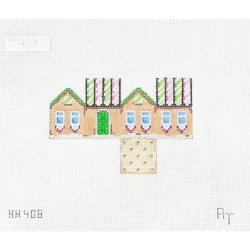 Pink + Green Candy Cane 3D Mini Cottage