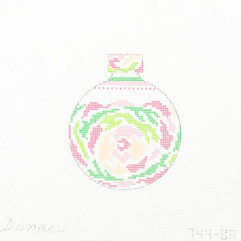 Pink Pastel Floral Round Christmas Ornament