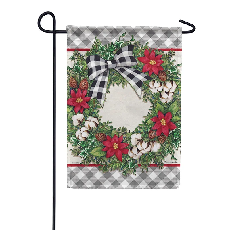 Plaid Cotton Wreath Garden Flag