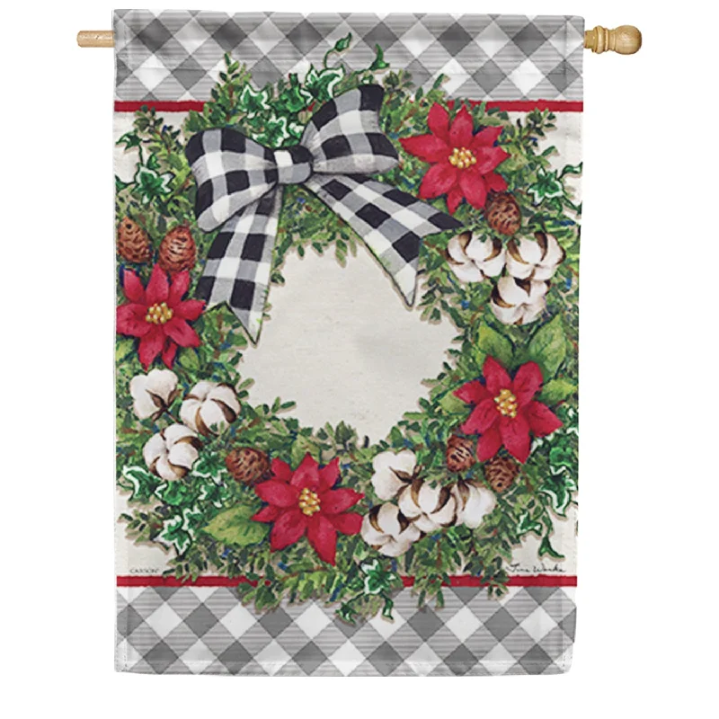 Plaid Cotton Wreath House Flag