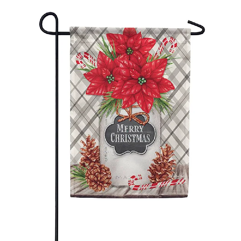 Poinsettia Jar Glitter Trends Garden Flag