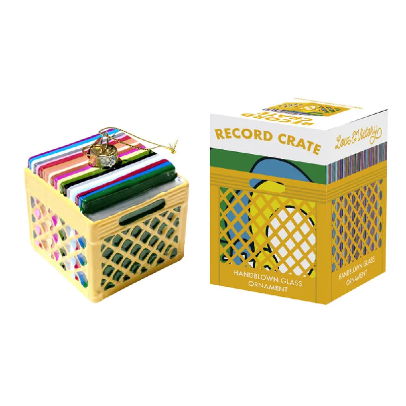 Record Crate Ornament 3"