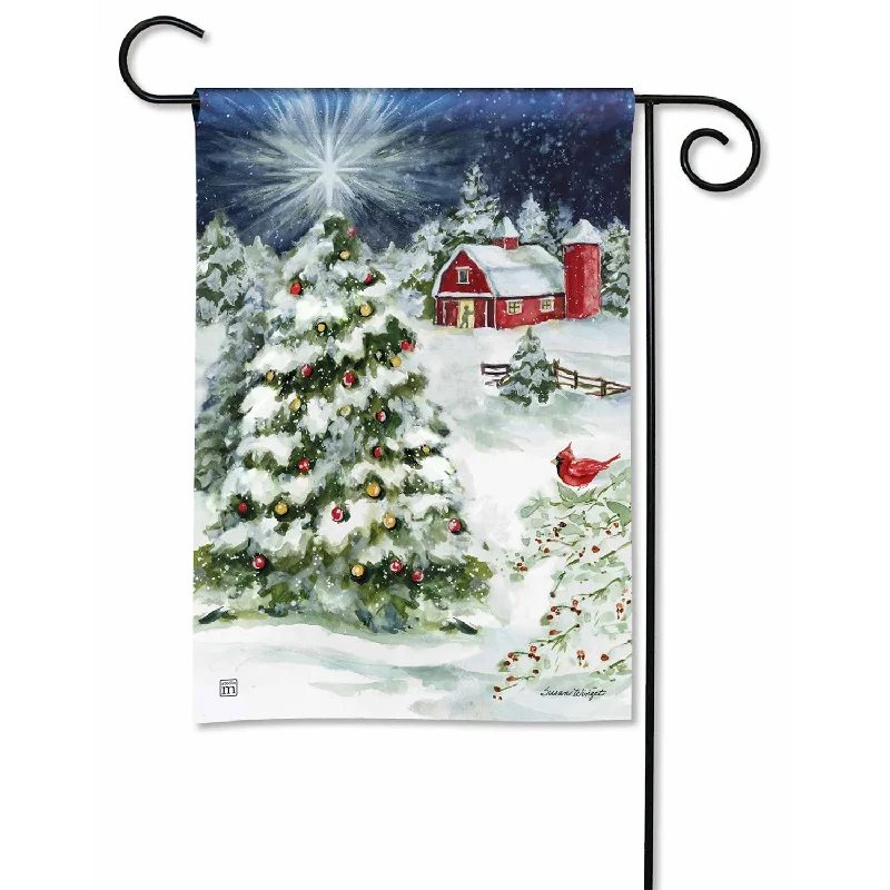 Red Barn Christmas Garden Flag