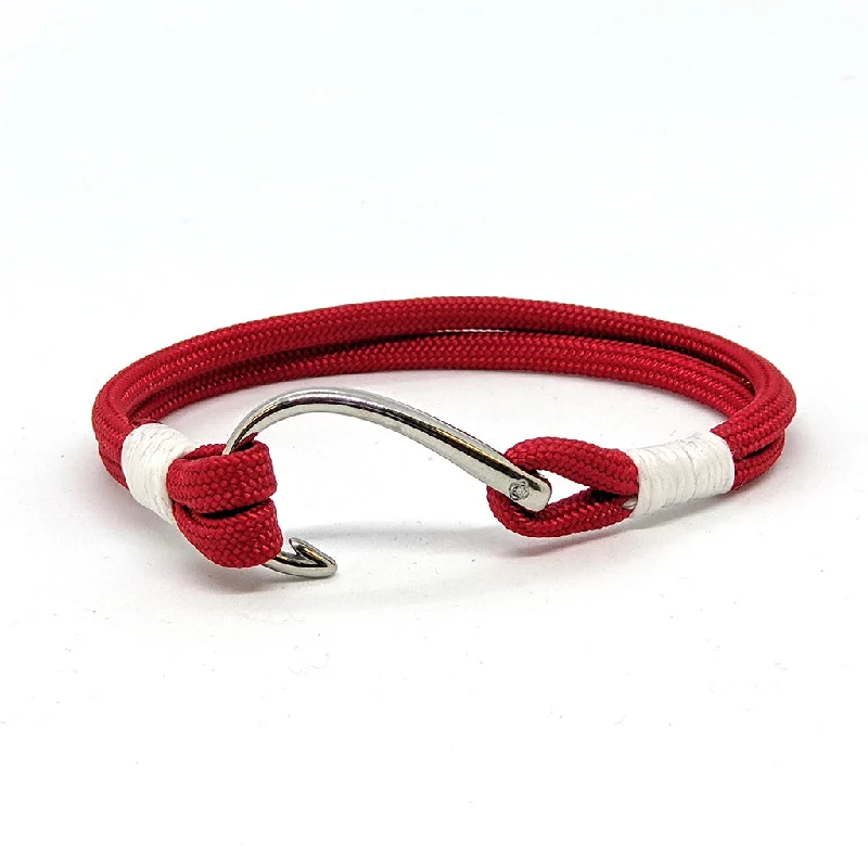 Red Nautical Fish Hook Bracelet 028