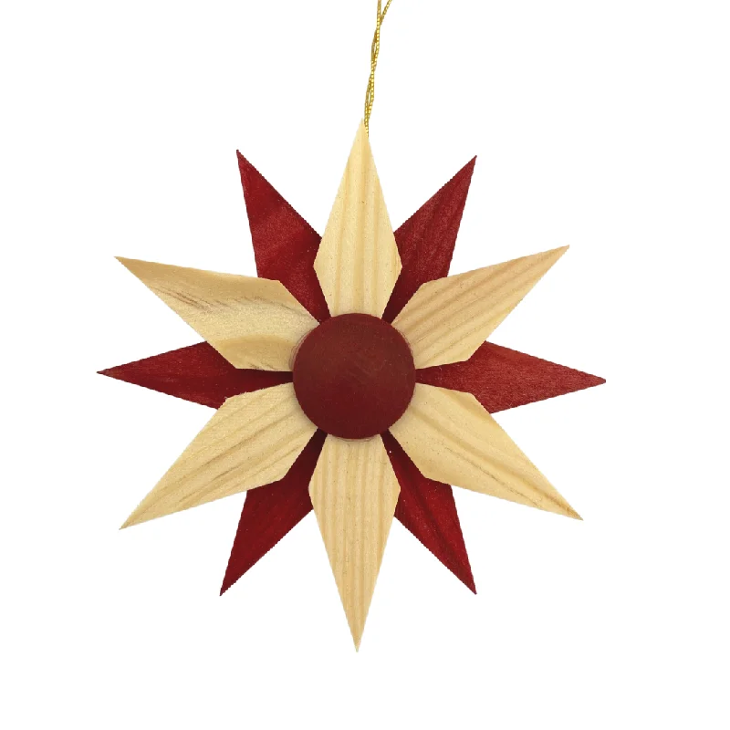 Double Pine Star, 8cm, natural and red by Martina Rudolph