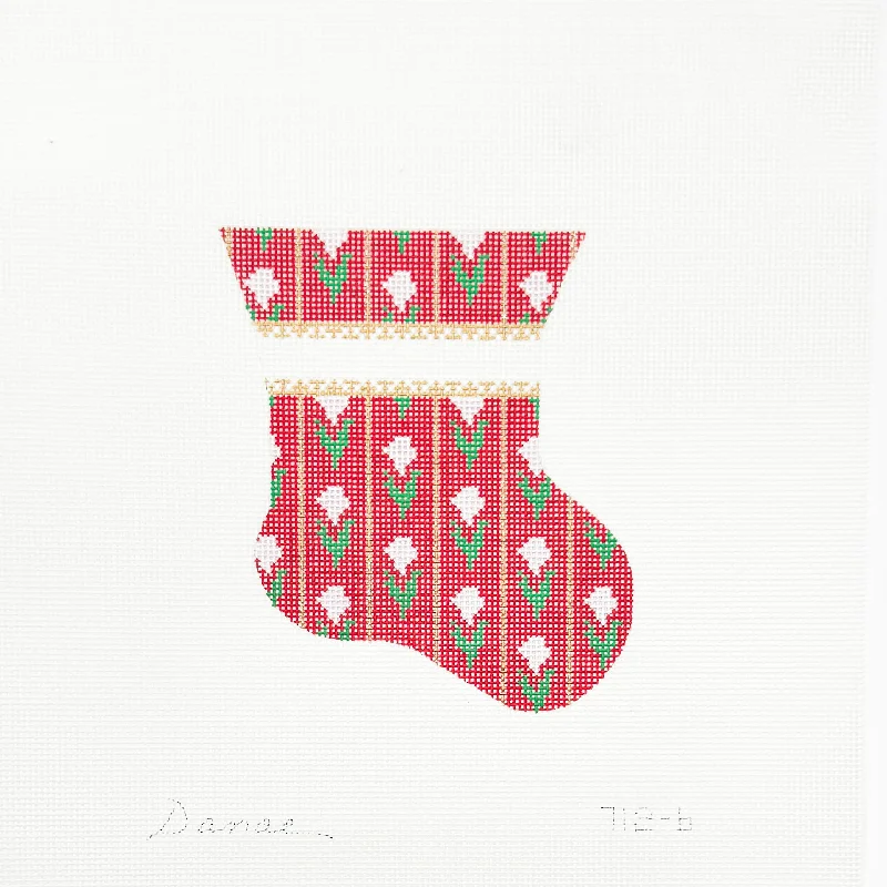 Red + Pink Floral Mini Sock