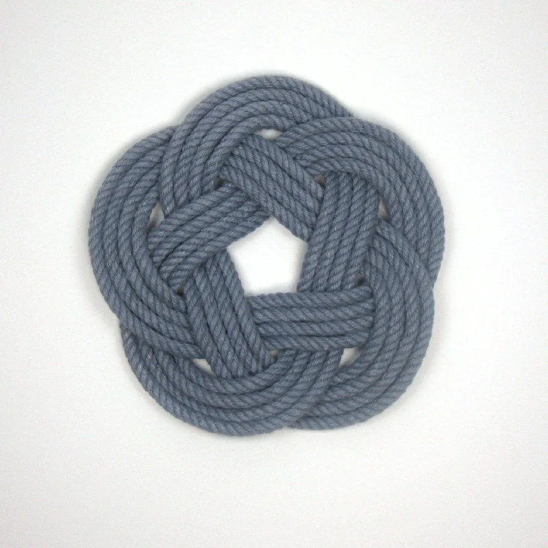 Sailor Knot Coasters, Woven in Gray , Set of 4